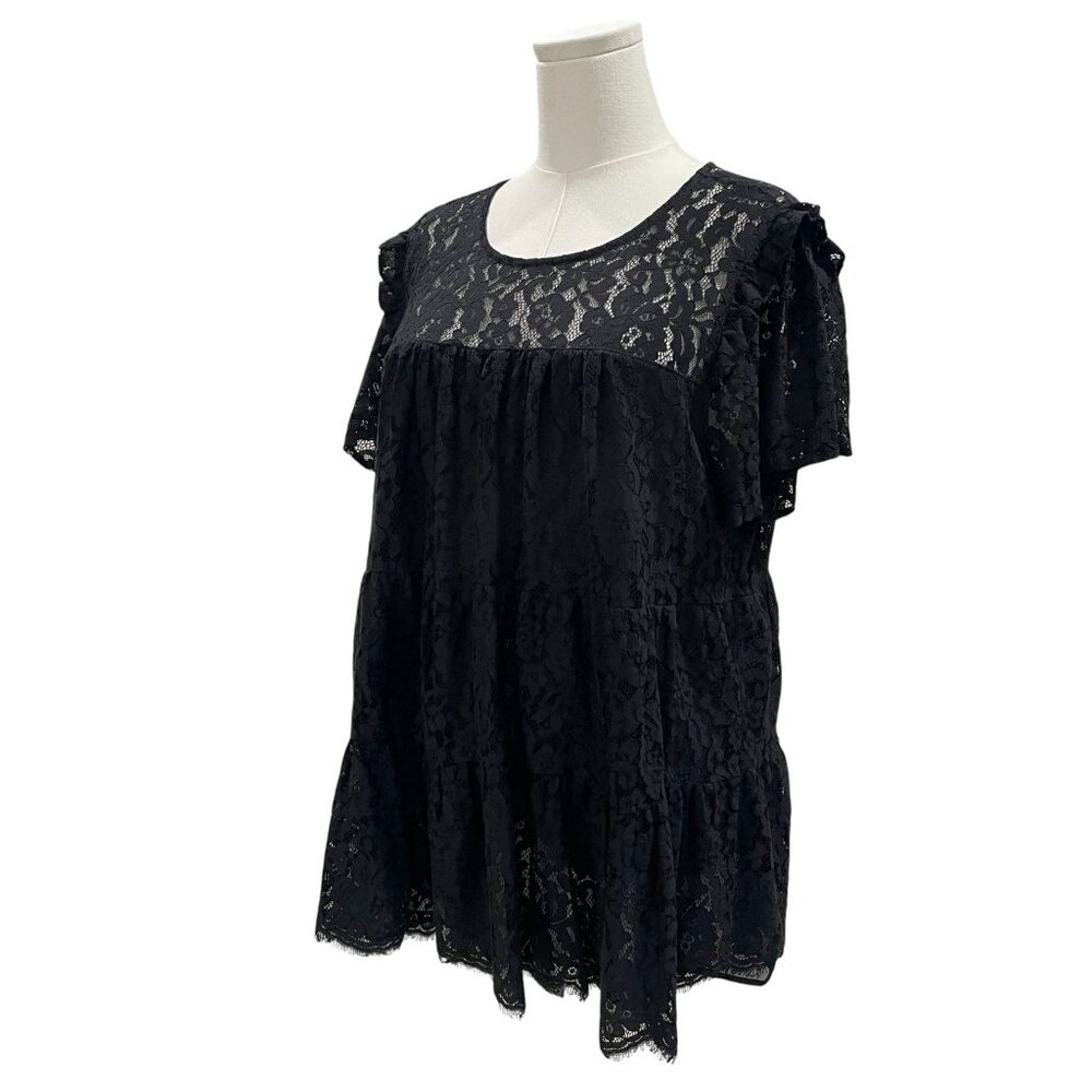 Torrid Black Lace Babydoll Top Romantic Coquette Fairy‎ Gothic Soft Girl Blouse - Picture 5 of 9